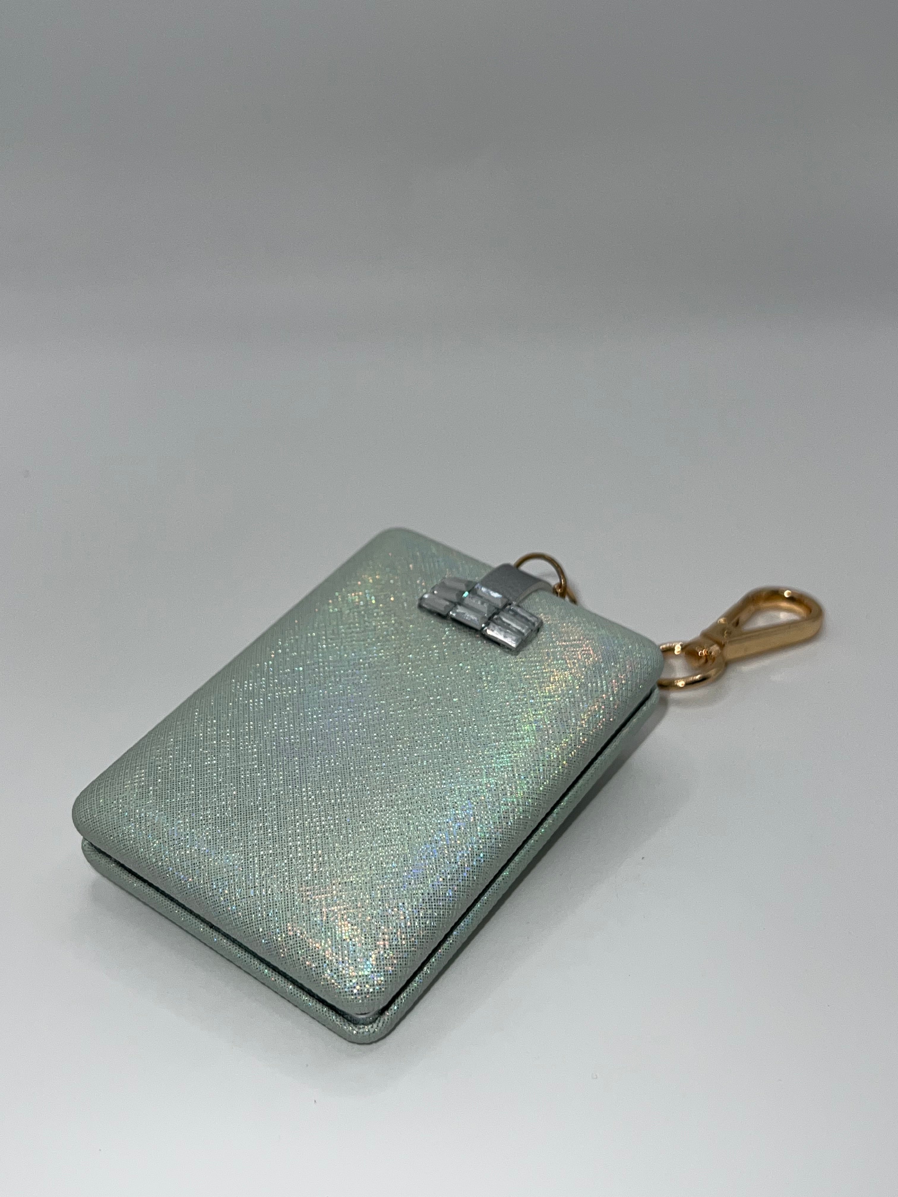 Iridescent green floral heart needle case