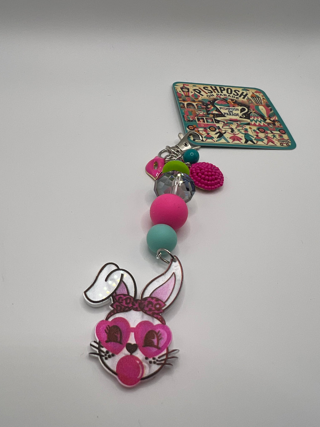 Bunny with Bubble and Lip Charm - Zipper Pull/Scissor Charm