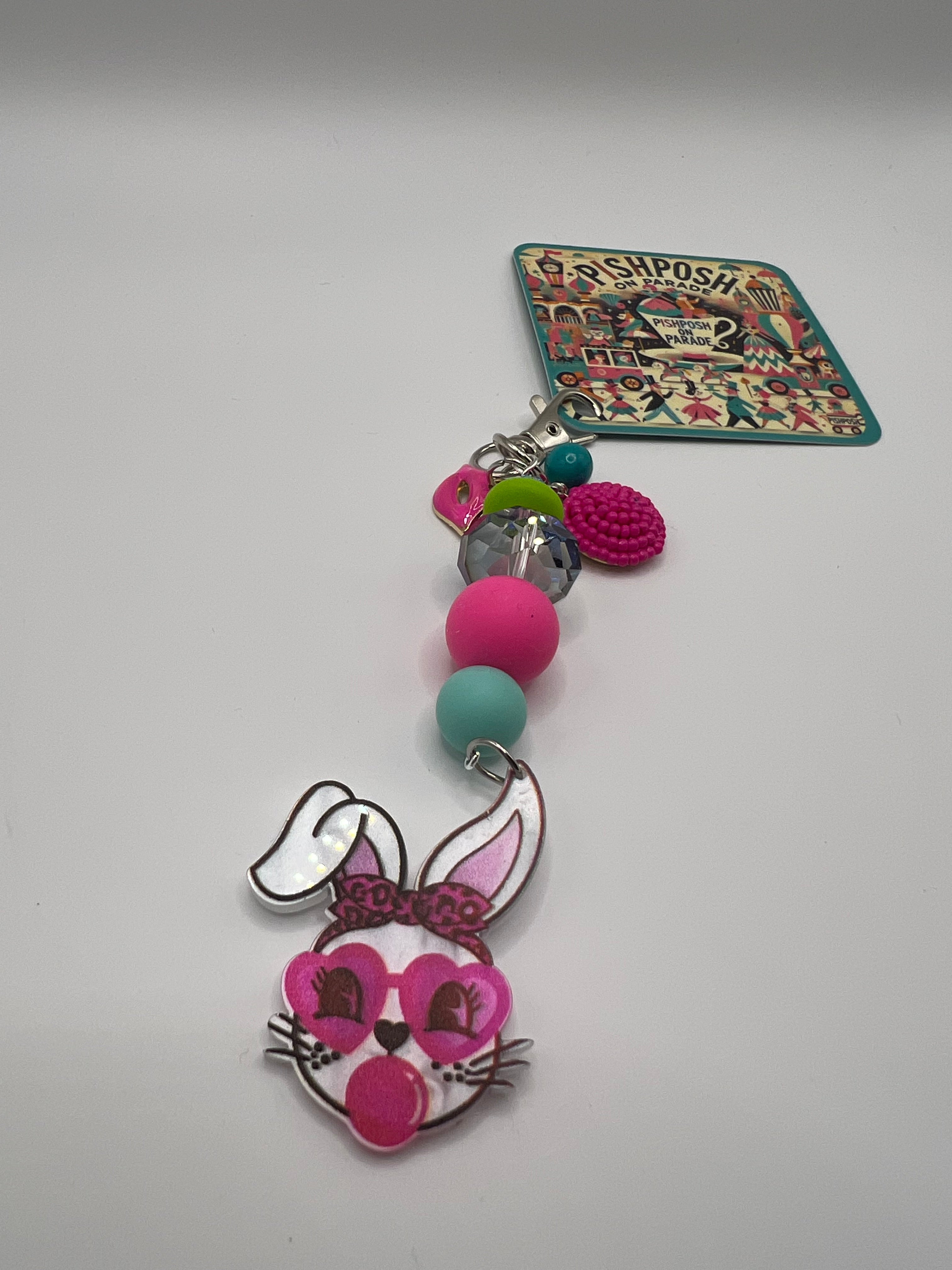 Bunny with Bubble and Lip Charm - Zipper Pull/Scissor Charm