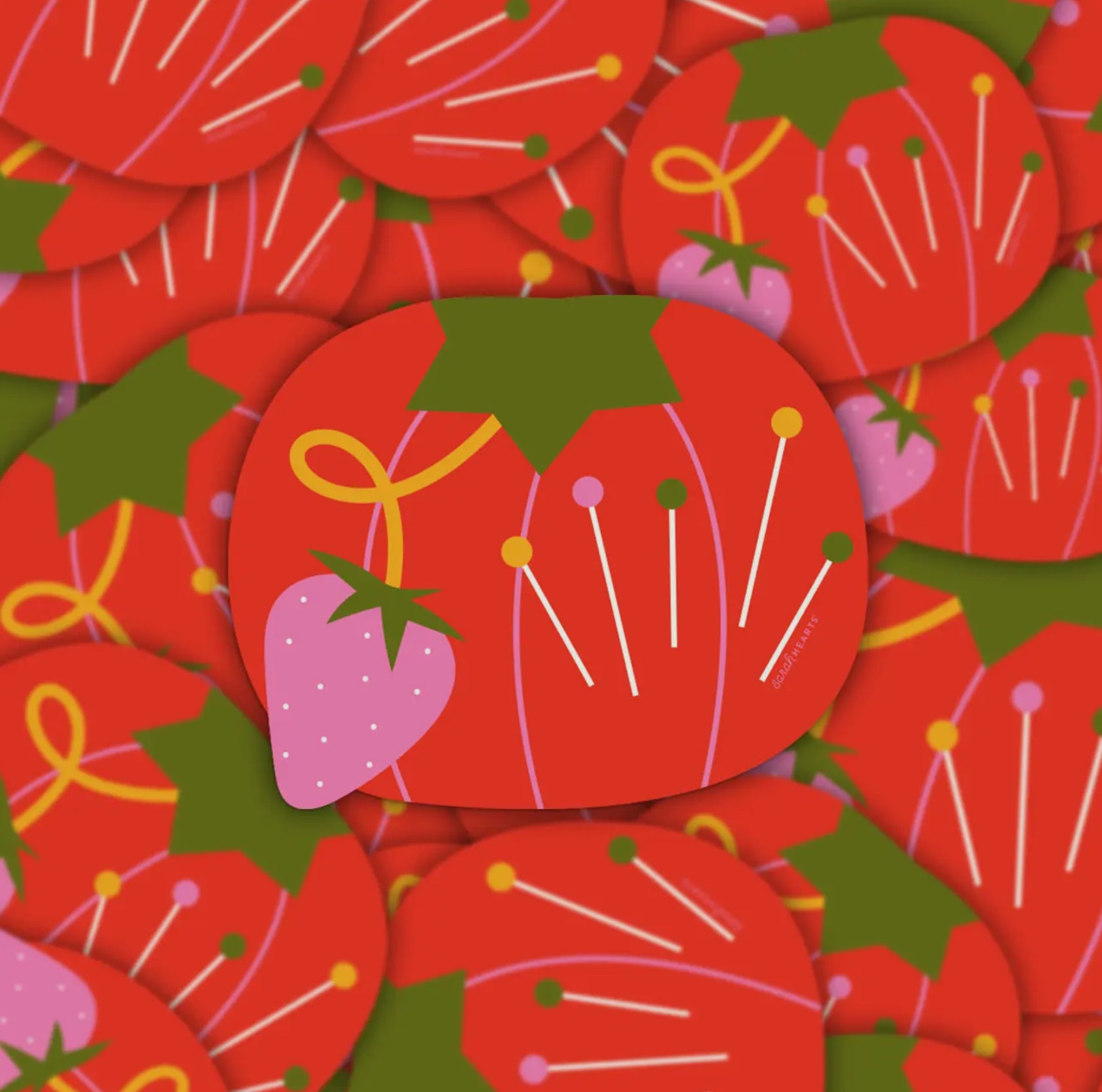 Tomato Pin Cushion Sticker - Vinyl Waterproof Stickers