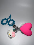 Pink Heart Badge / Scissor Reel - scissors excluded