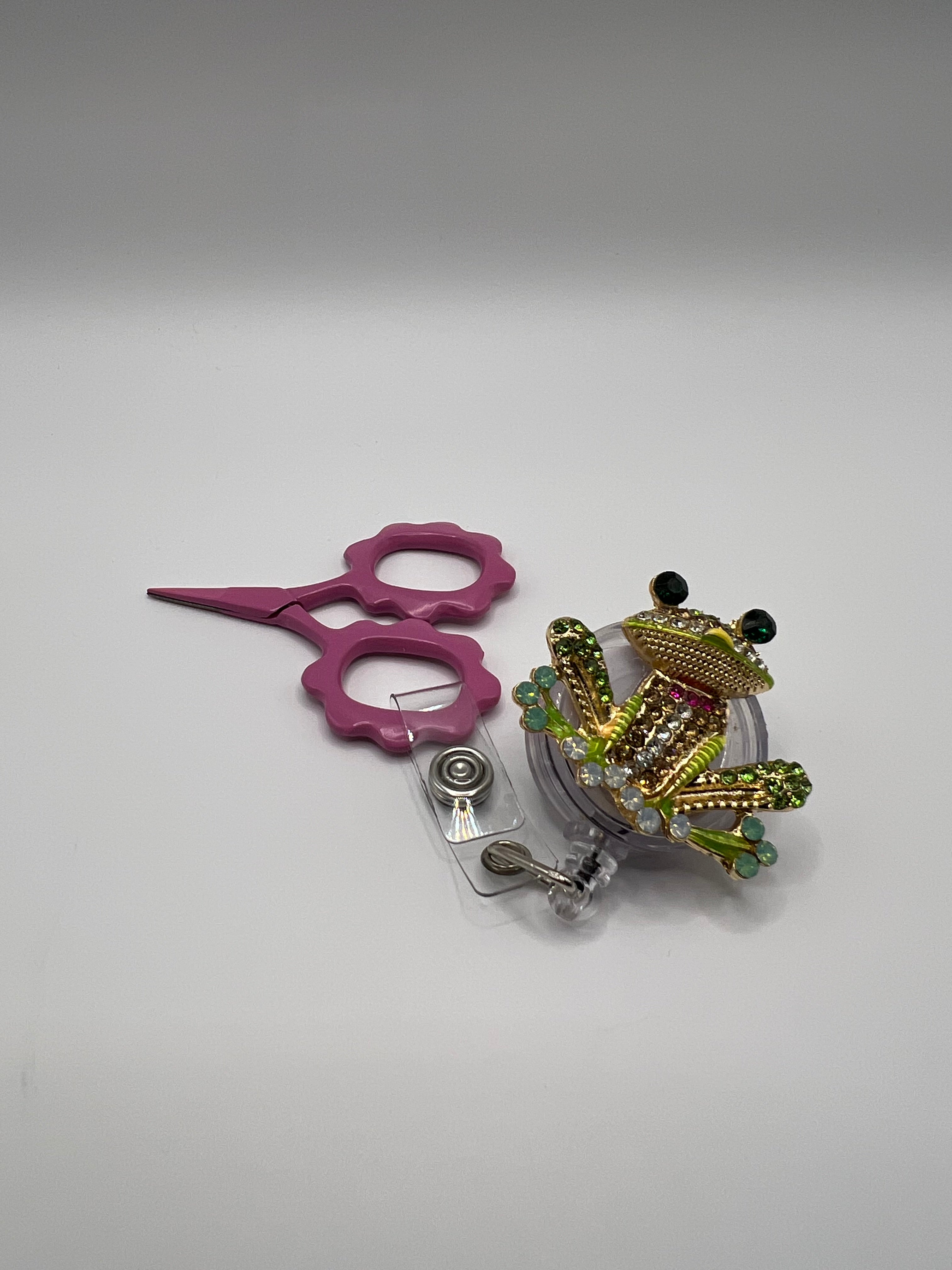 Frog Badge / Scissor Reel - scissors excluded