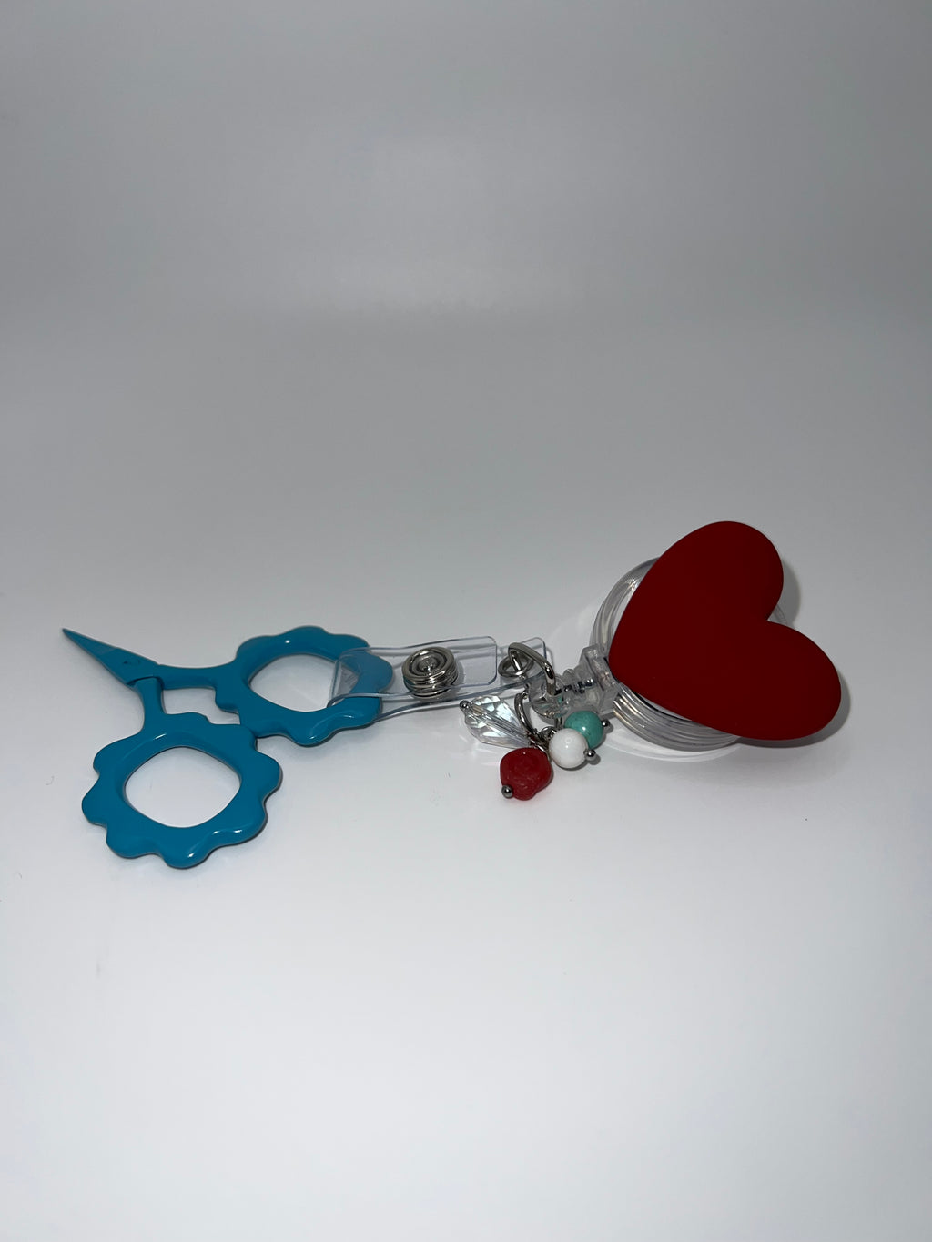 Red Heart badge / scissor reel - scissors excluded