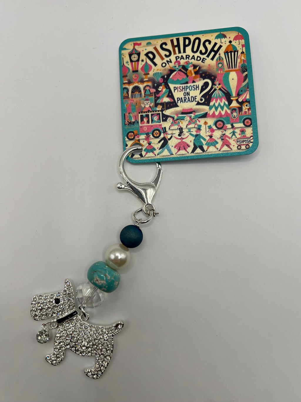 Scottie Dog with Turquoise Bead - Zipper Pull/Bag Charm
