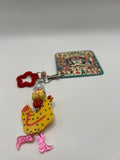 Yellow Chicken with Red Star - Zipper Pull/Bag Charm
