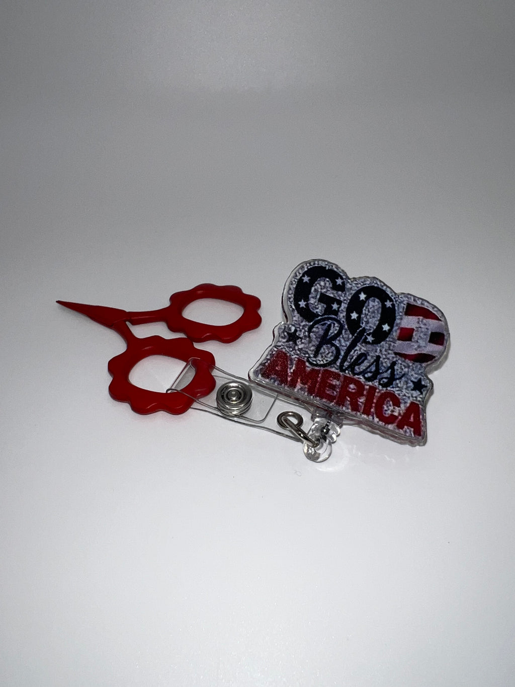 God Bless America - Badge / Scissor Reel - scissors excluded