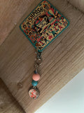 Flamingo in Flowers and Beads - Zipper Pull/Scissor Charms