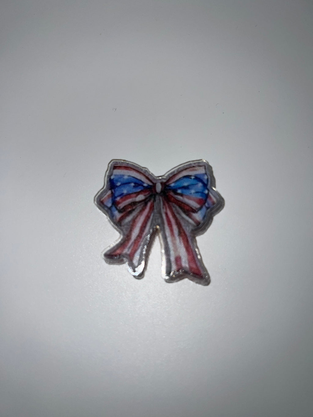 Red white and blue bow with long ribbon - needle minder