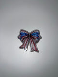 Red white and blue bow with long ribbon - needle minder