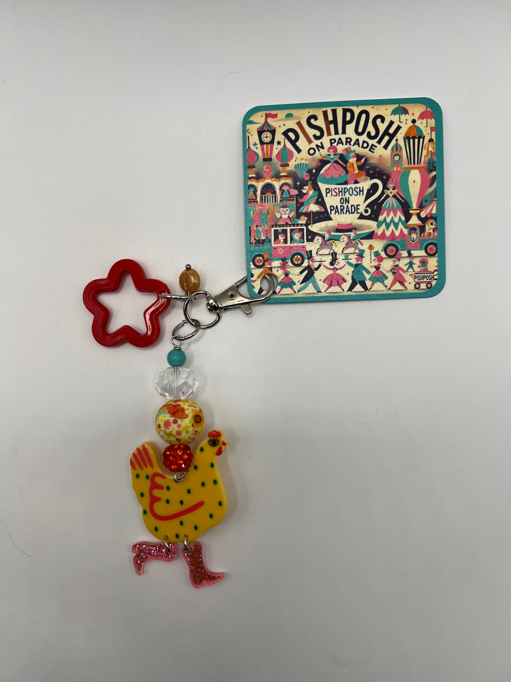 Yellow Chicken with Red Star - Zipper Pull/Bag Charm
