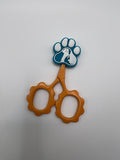 Blue and white paw print with silhouette dog - scissor tip protector