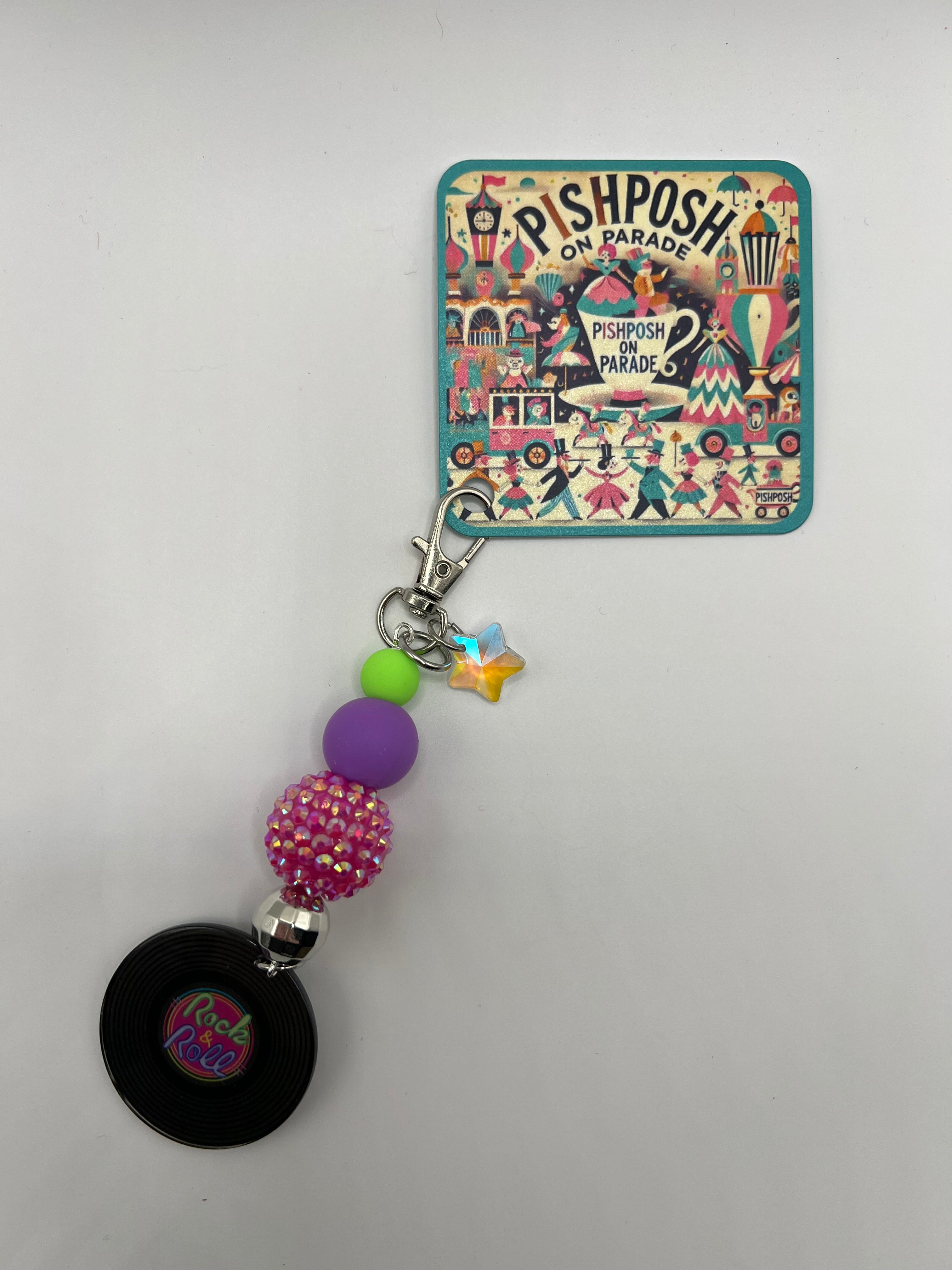 Rock and Roll Pink and Purple Bead - Zipper Pull/Scissor Charm