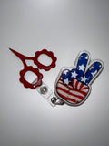 American Peace sign - Badge / scissor reel - scissors excluded