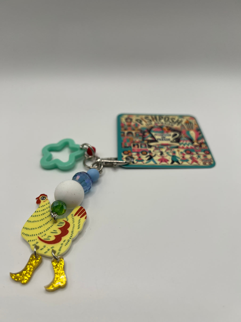 Yellow Chicken with Green Star - Zipper Pull/Scissor Charm