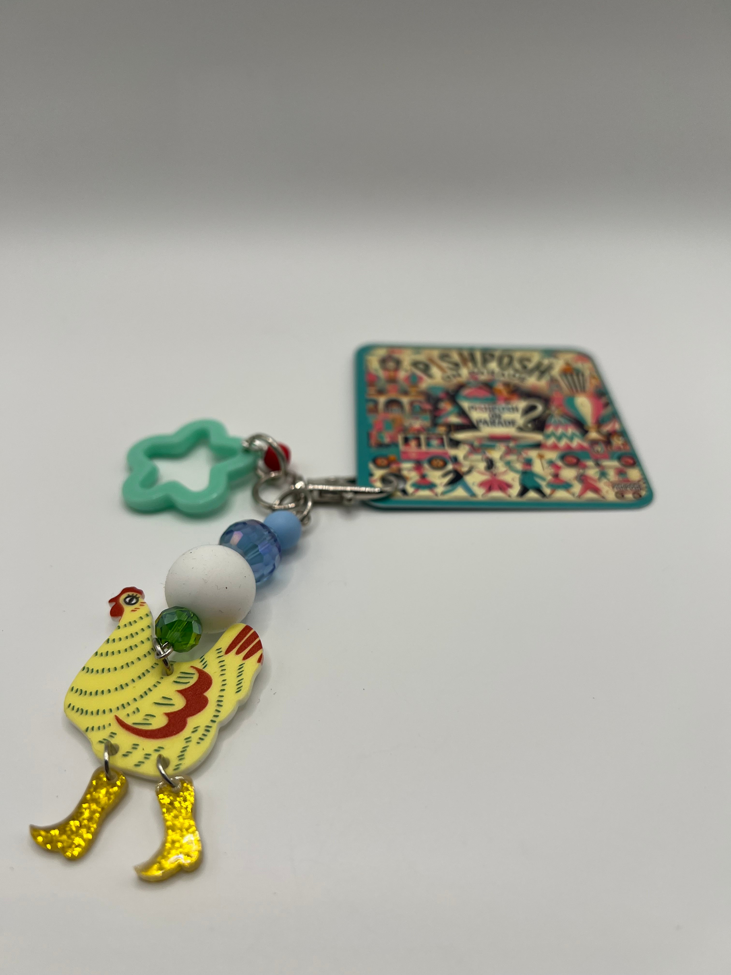 Yellow Chicken with Green Star - Zipper Pull/Scissor Charm