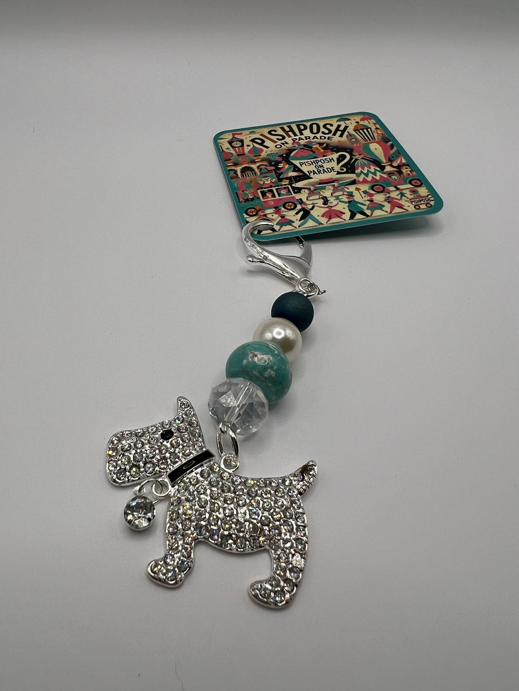 Scottie Dog with Turquoise Bead - Zipper Pull/Bag Charm