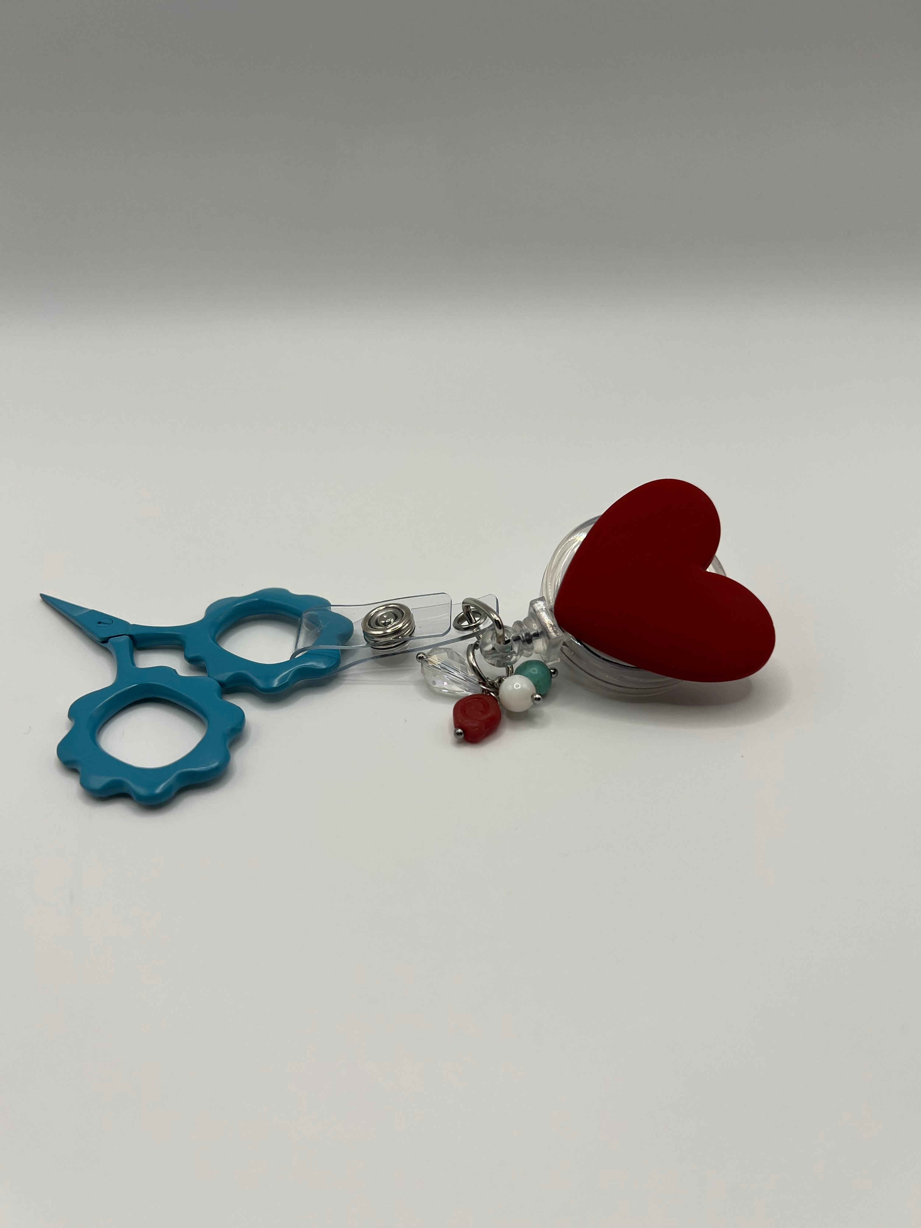 Red Heart badge / scissor reel - scissors excluded