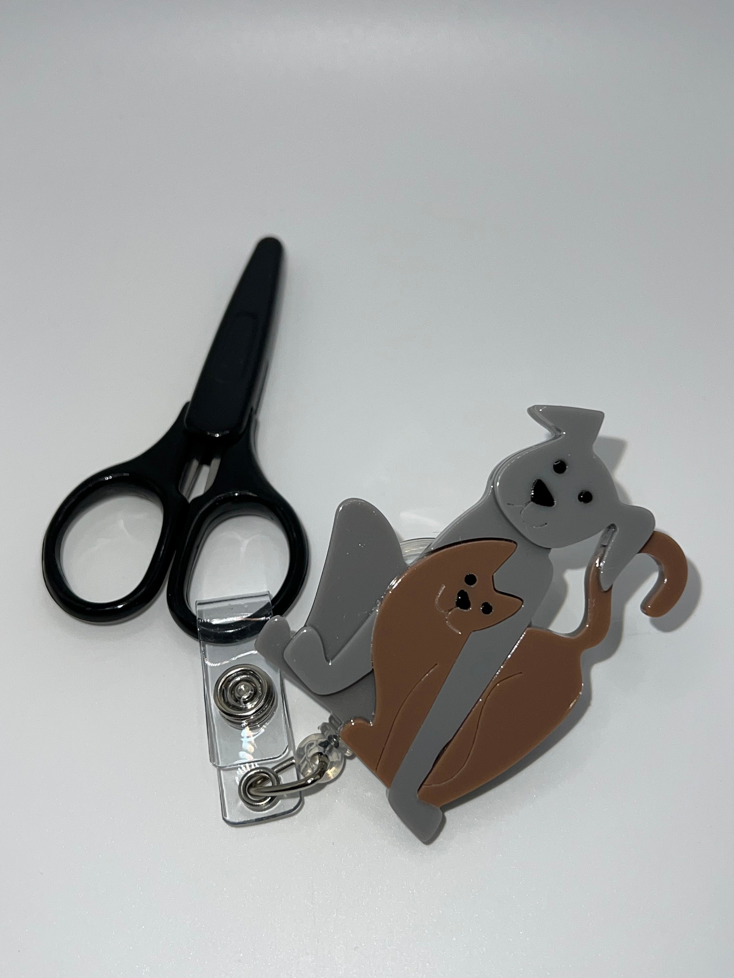 Dog and Cat - Badge / Scissor Reel - scissors excluded