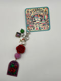 Red Rose with Rose bead - Zipper Bag Charm