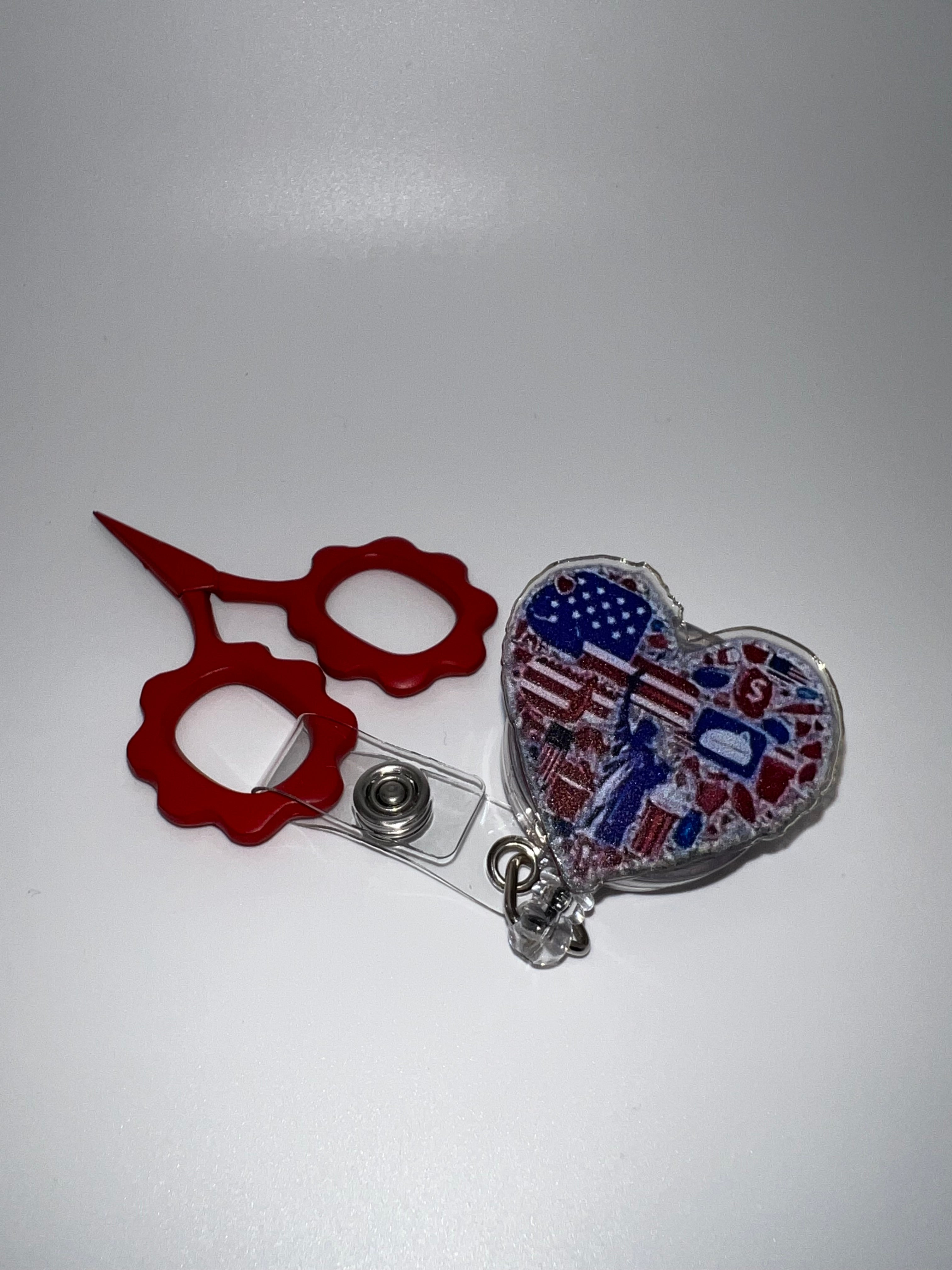 USA Freedom Heart - Badge / Scissor Reel - Scissors excluded