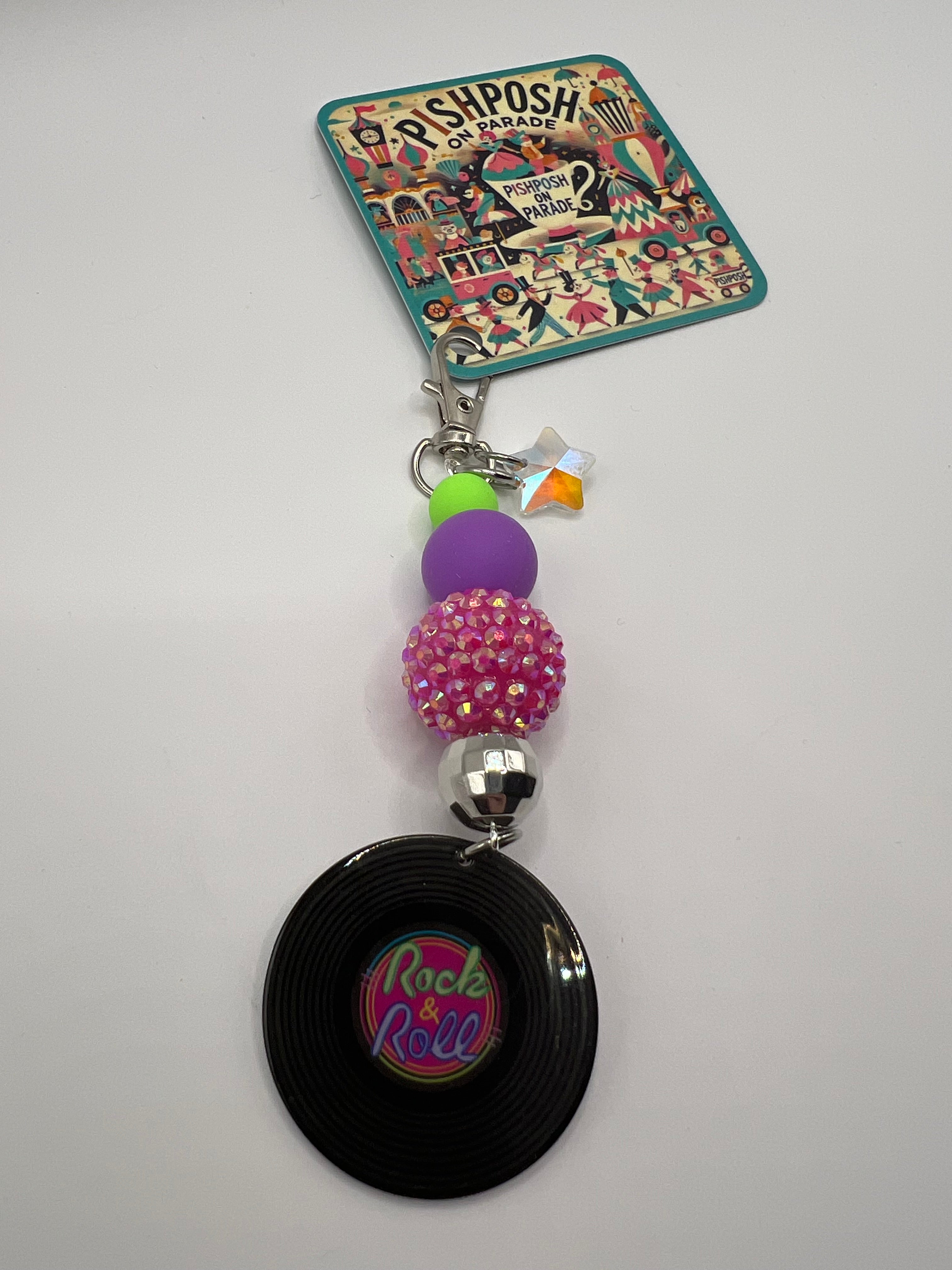 Rock and Roll Pink and Purple Bead - Zipper Pull/Scissor Charm