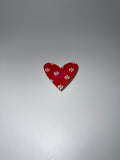 Red heart with flower dot pattern - needle minder