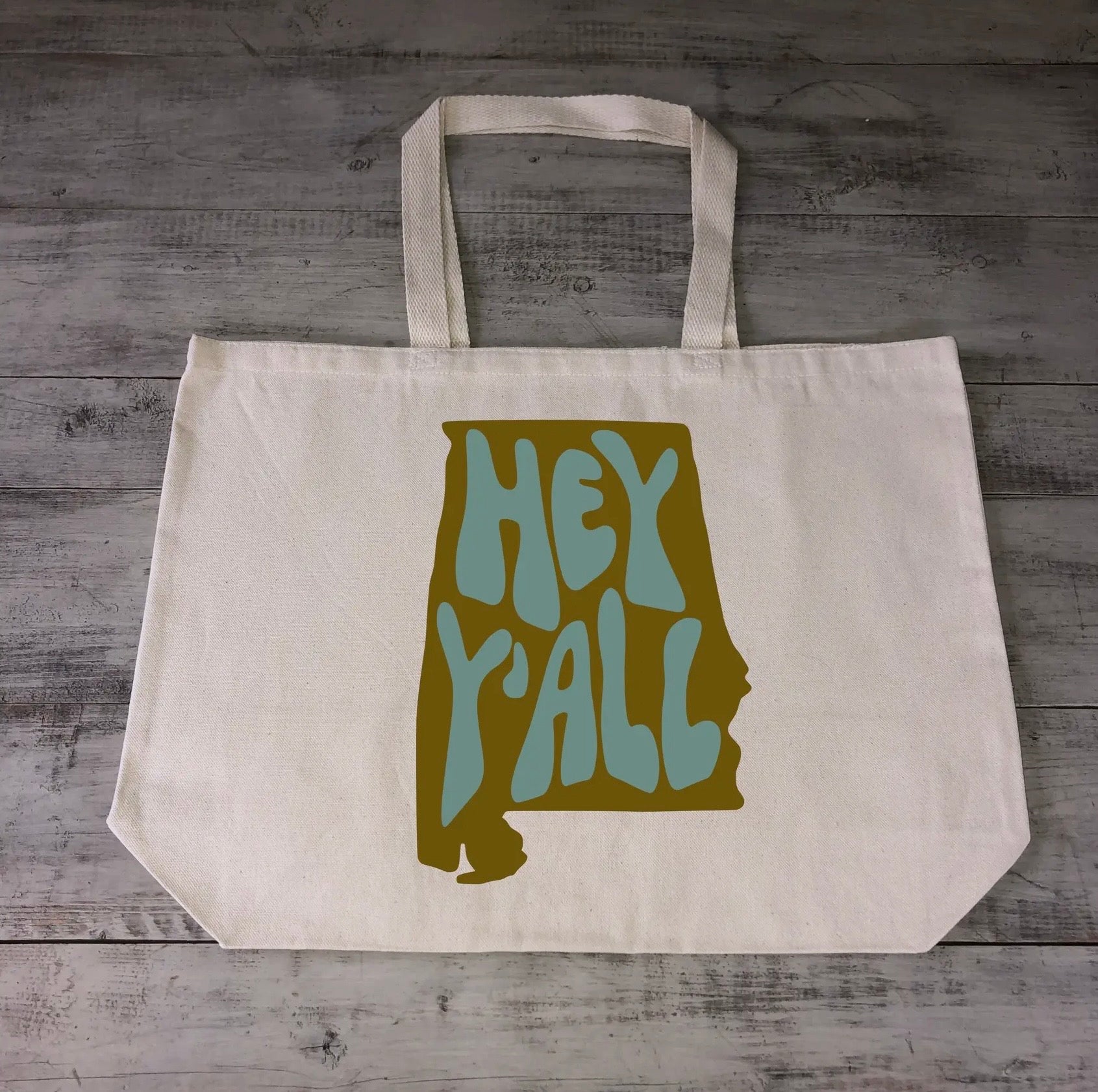 Hey Y’all Alabama State Heavy Canvas Reusable Tote
