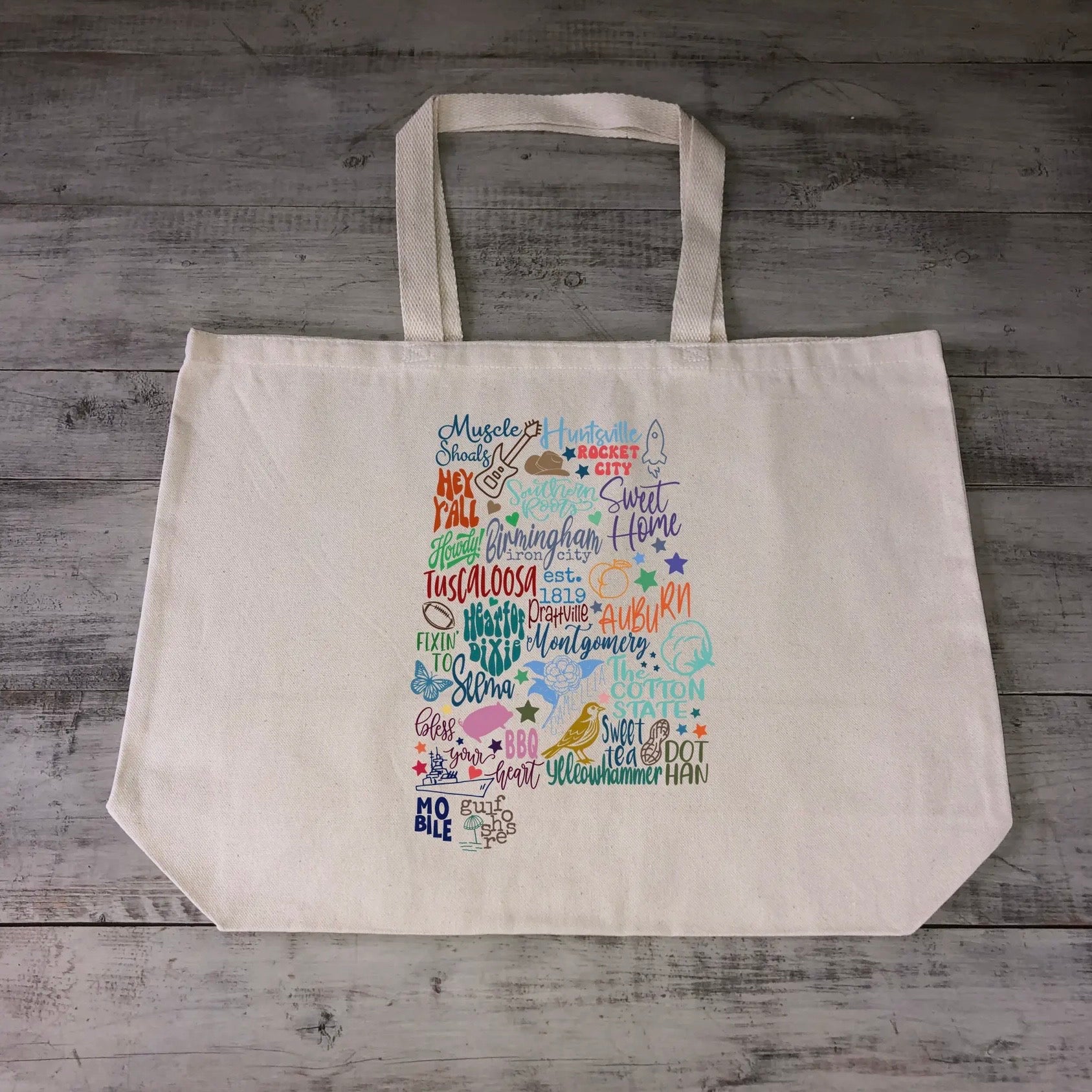 State of Alabama Heavy Cotton Canvas Reusable Tote