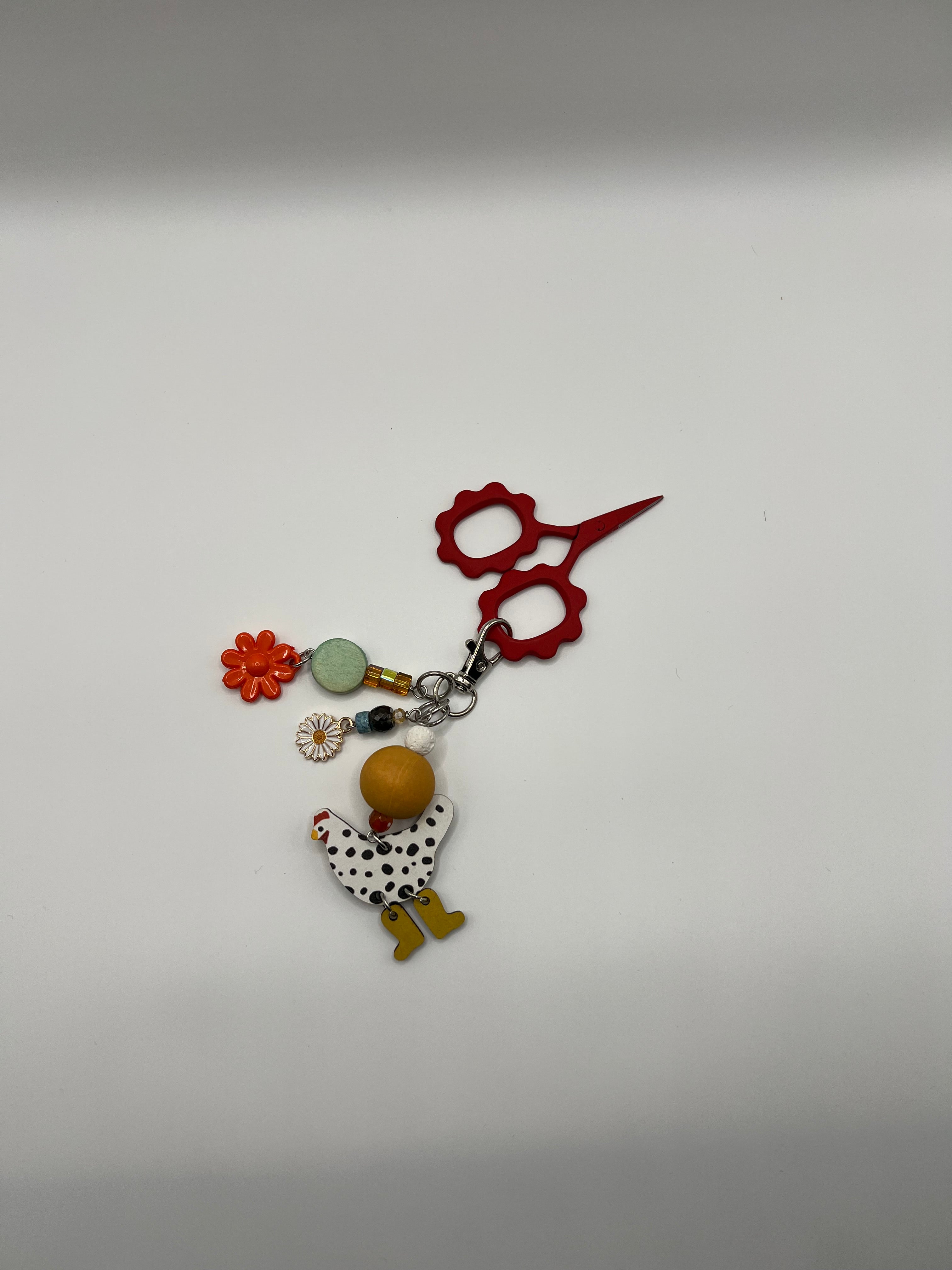 Funky Flower Chicken - Scissor charm / bag zipper pull