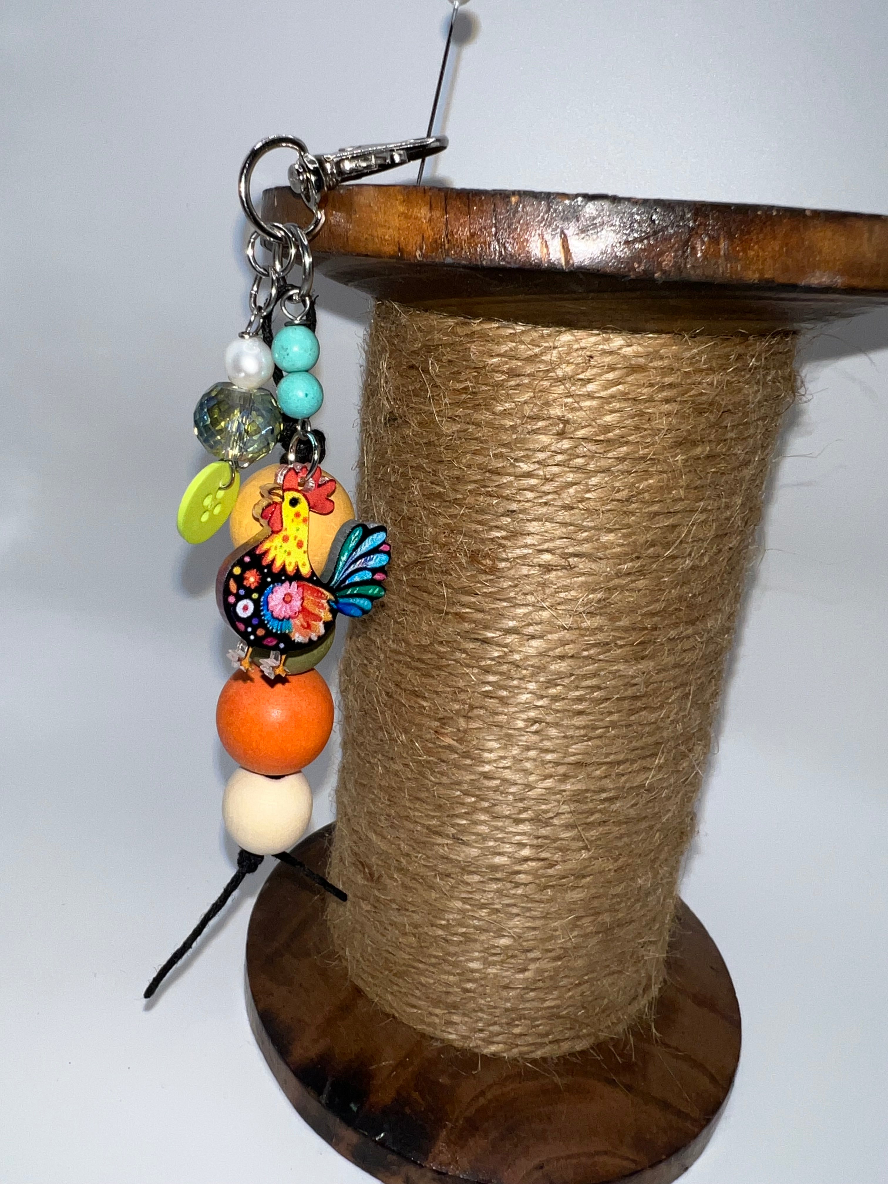 Colorful Rooster - Scissor charm/Bag zipper pull