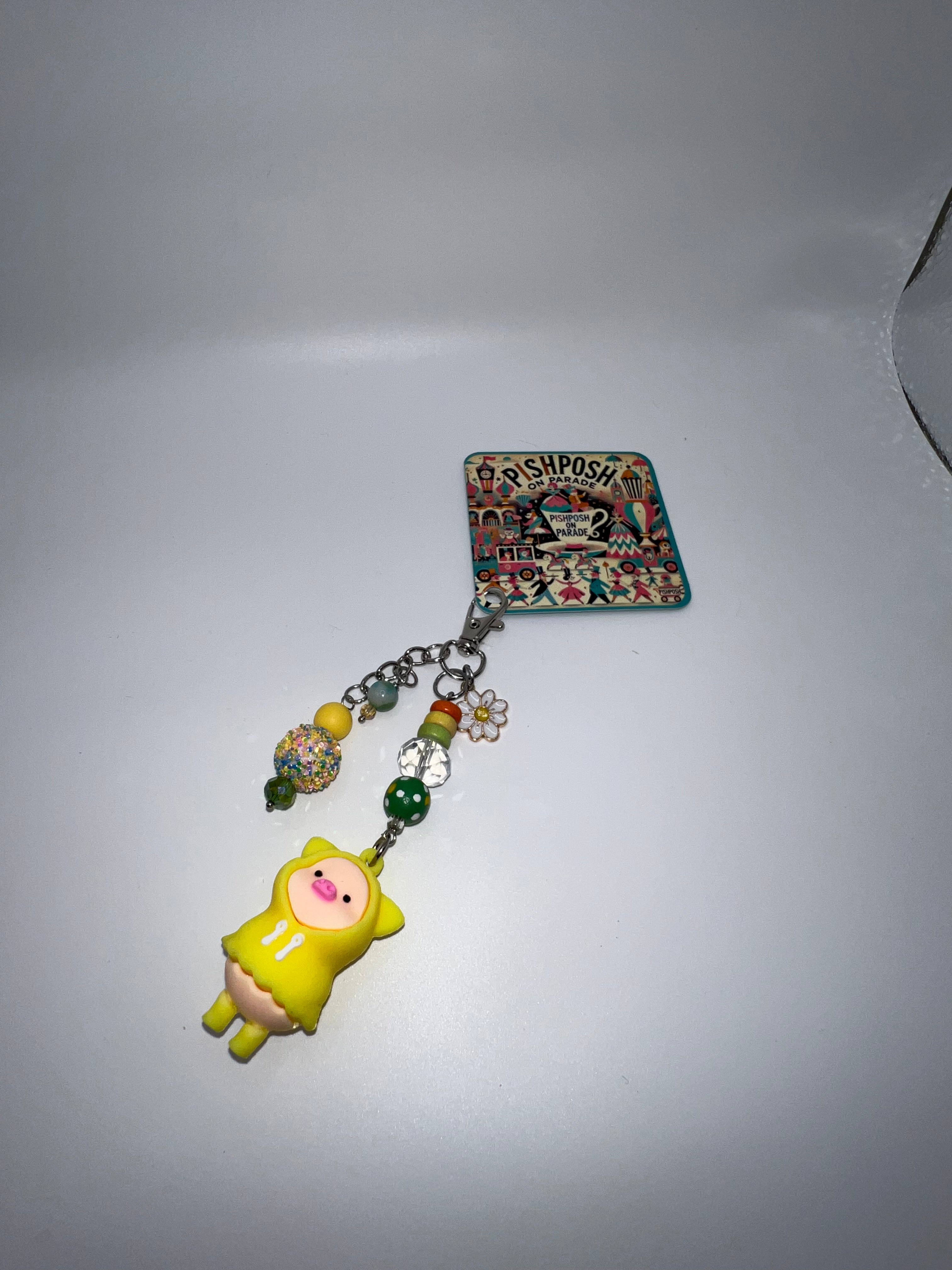 Yellow Piggy in the Hoodie - Scissor charm/Bag zipper pull