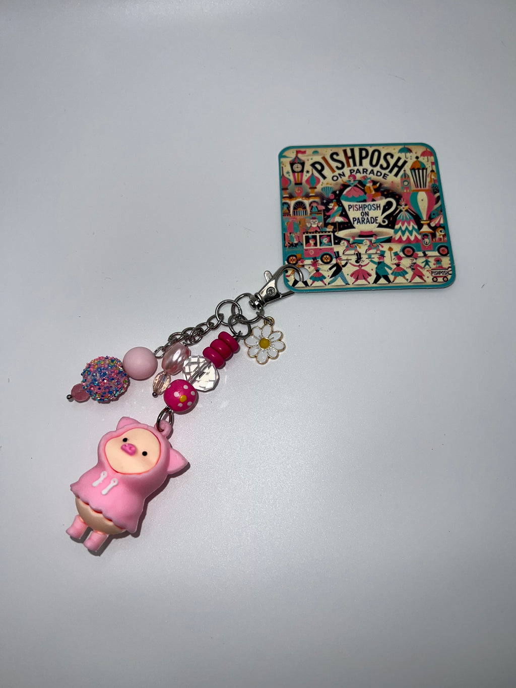 Pink Piggy in the Hoodie - Scissor charm/Bag zipper pull