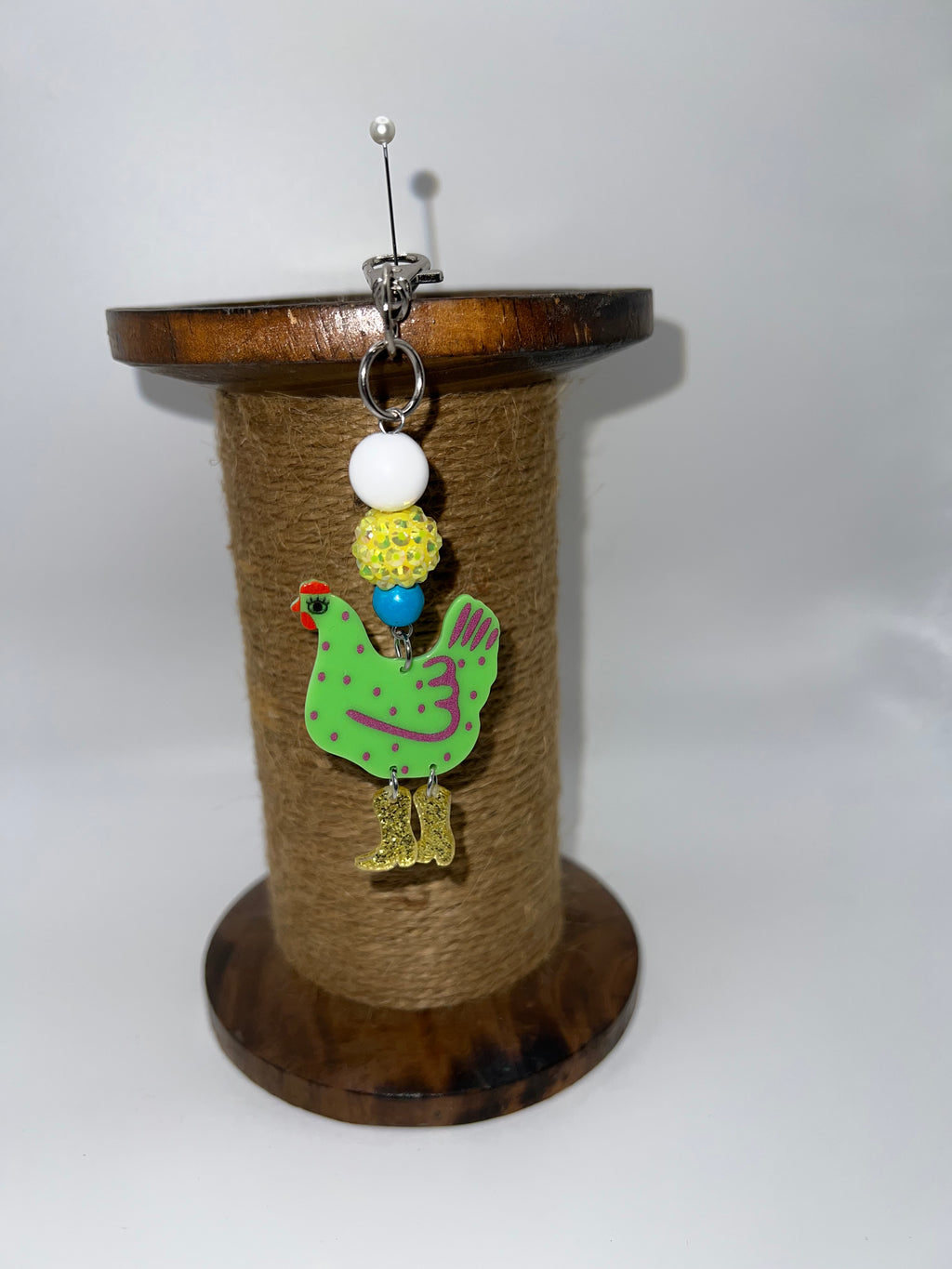 Green Boot Chicken - Scissor charm/Bag zipper pull