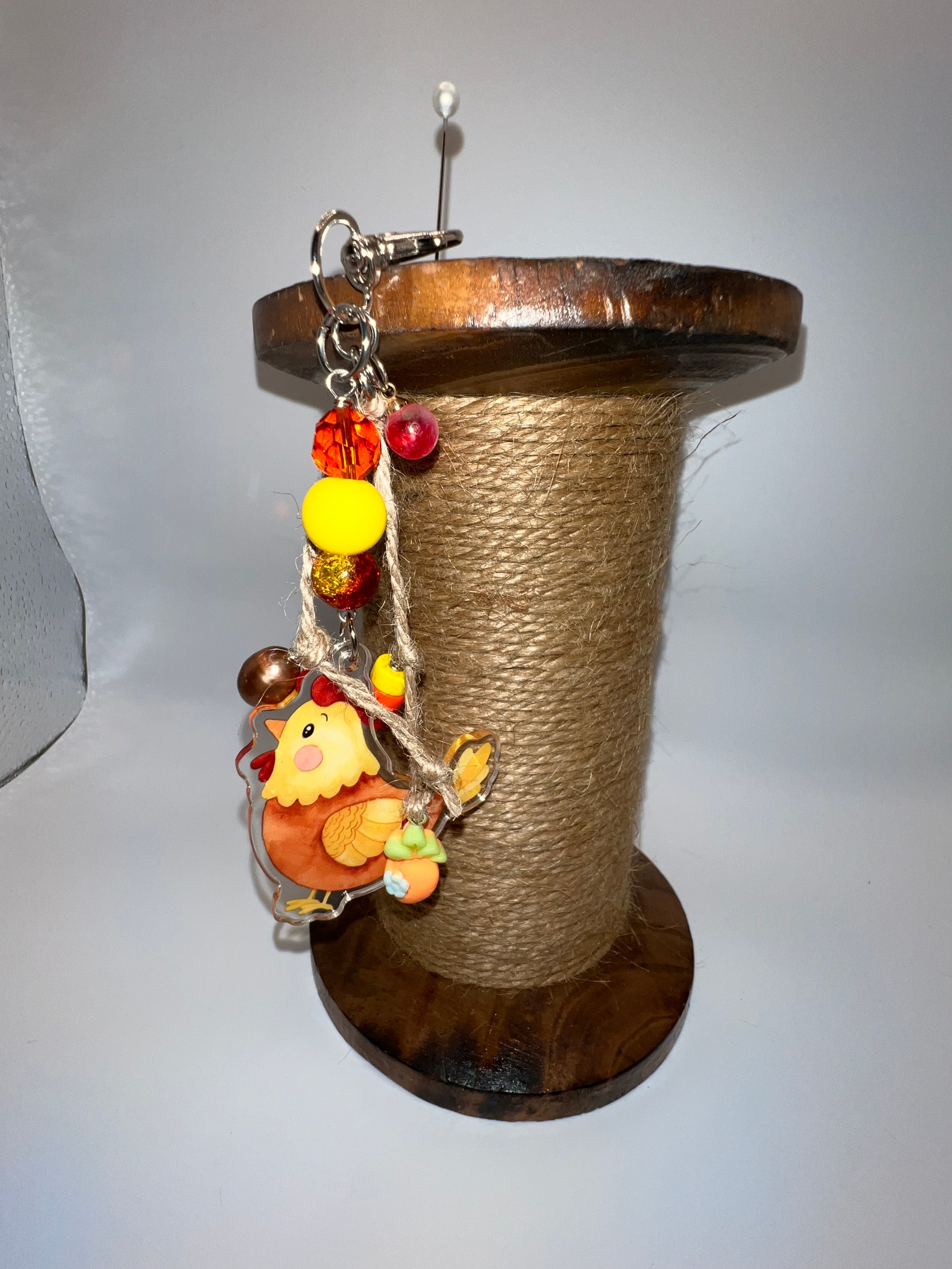 Rooster with Carrot - Scissor charm/Bag zipper pull