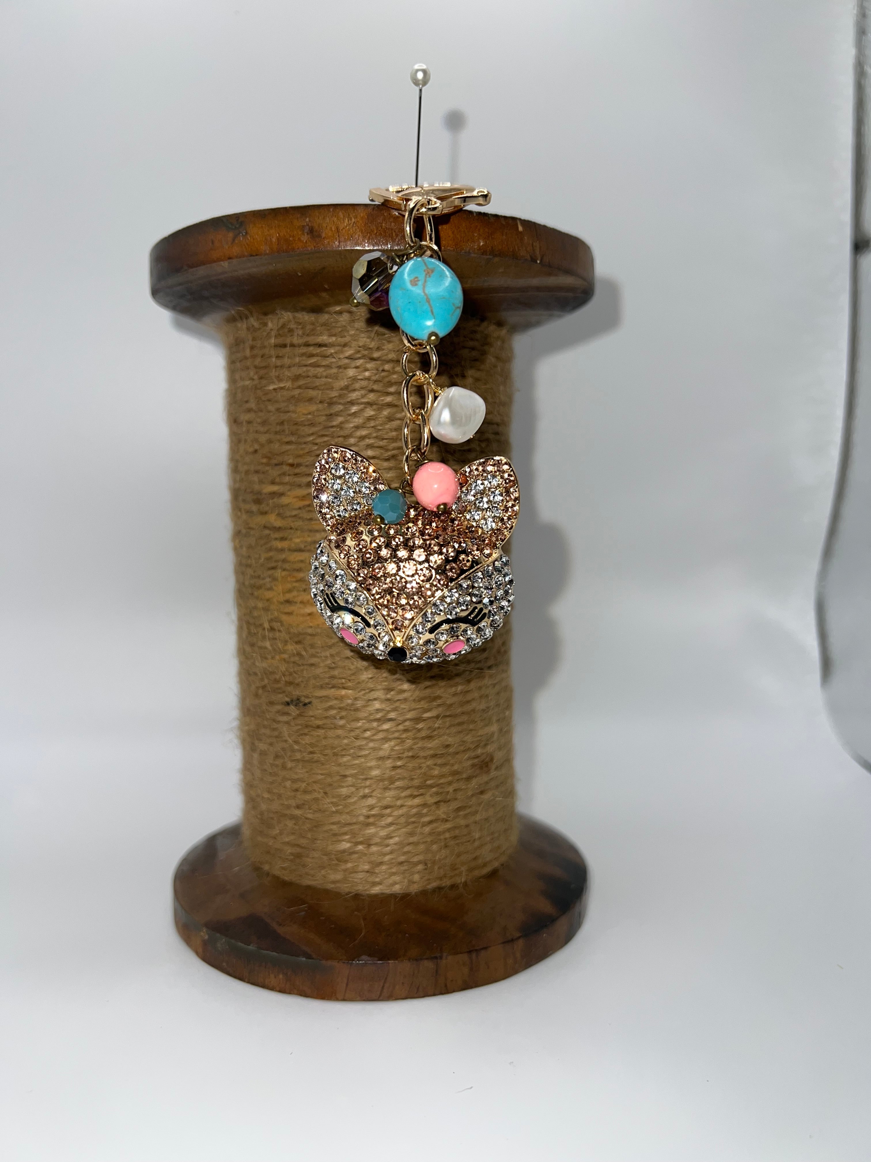 Happy Fox Rhinestone - Scissor charm/Bag Zipper Pull