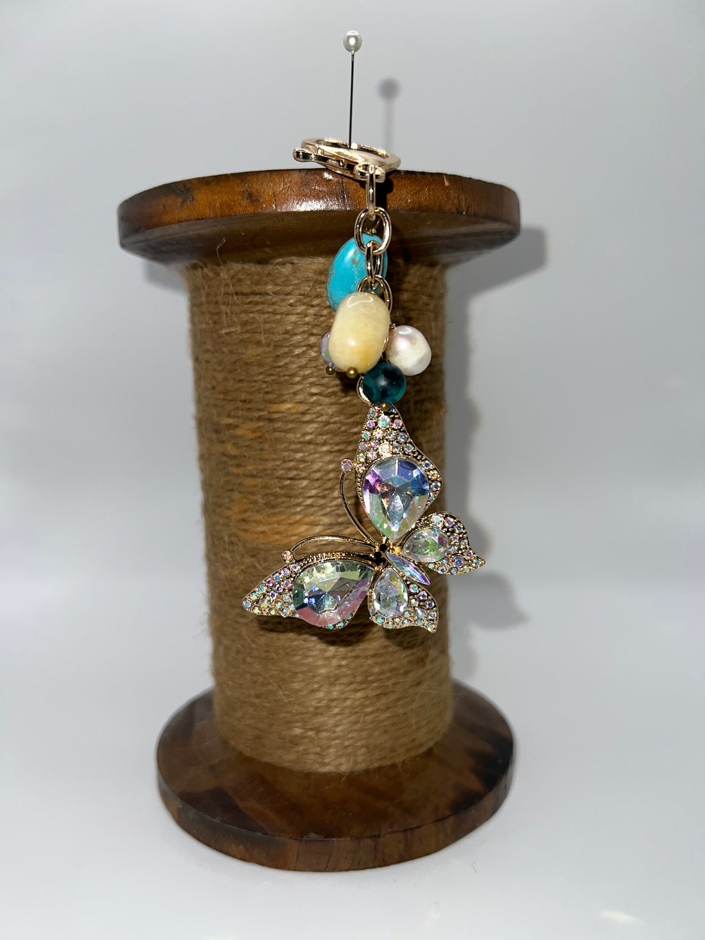 Crystal AB Butterfly -  Scissor Charm/Bag Zipper Pull