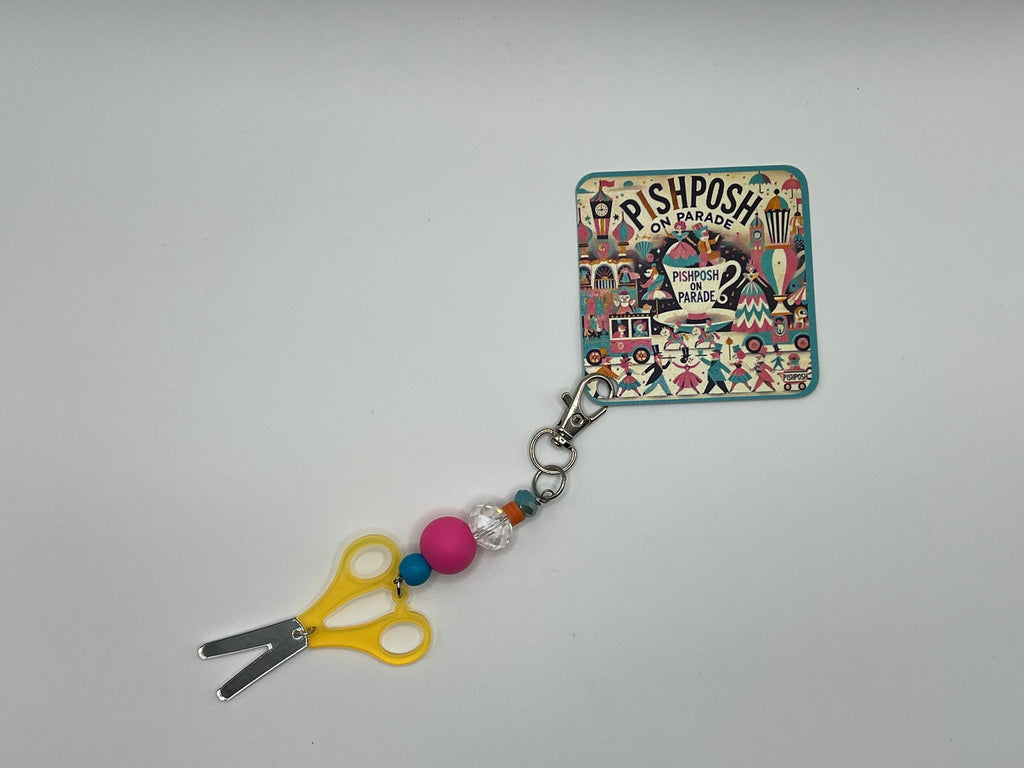 Yellow handle Scissor Charm / Bag zipper pull