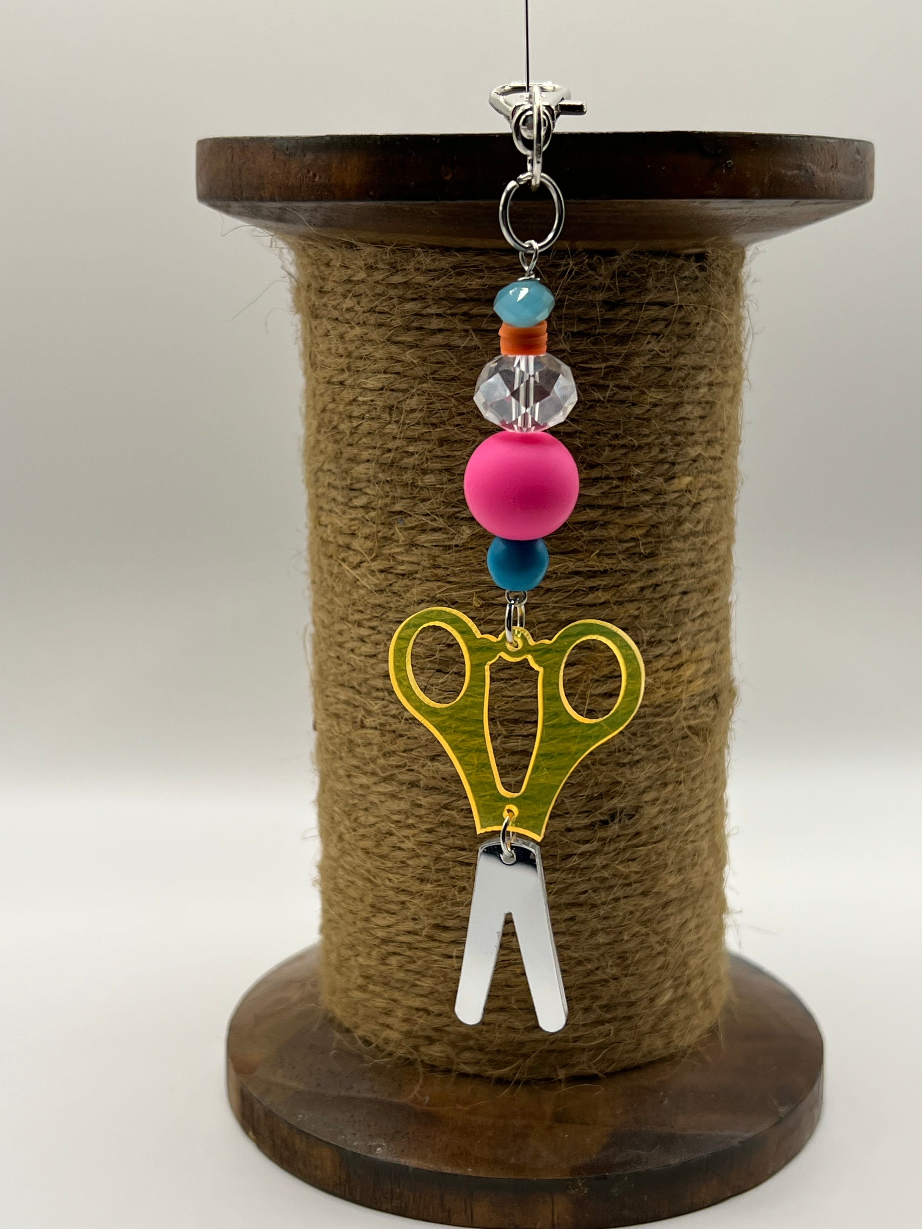 Yellow handle Scissor Charm / Bag zipper pull