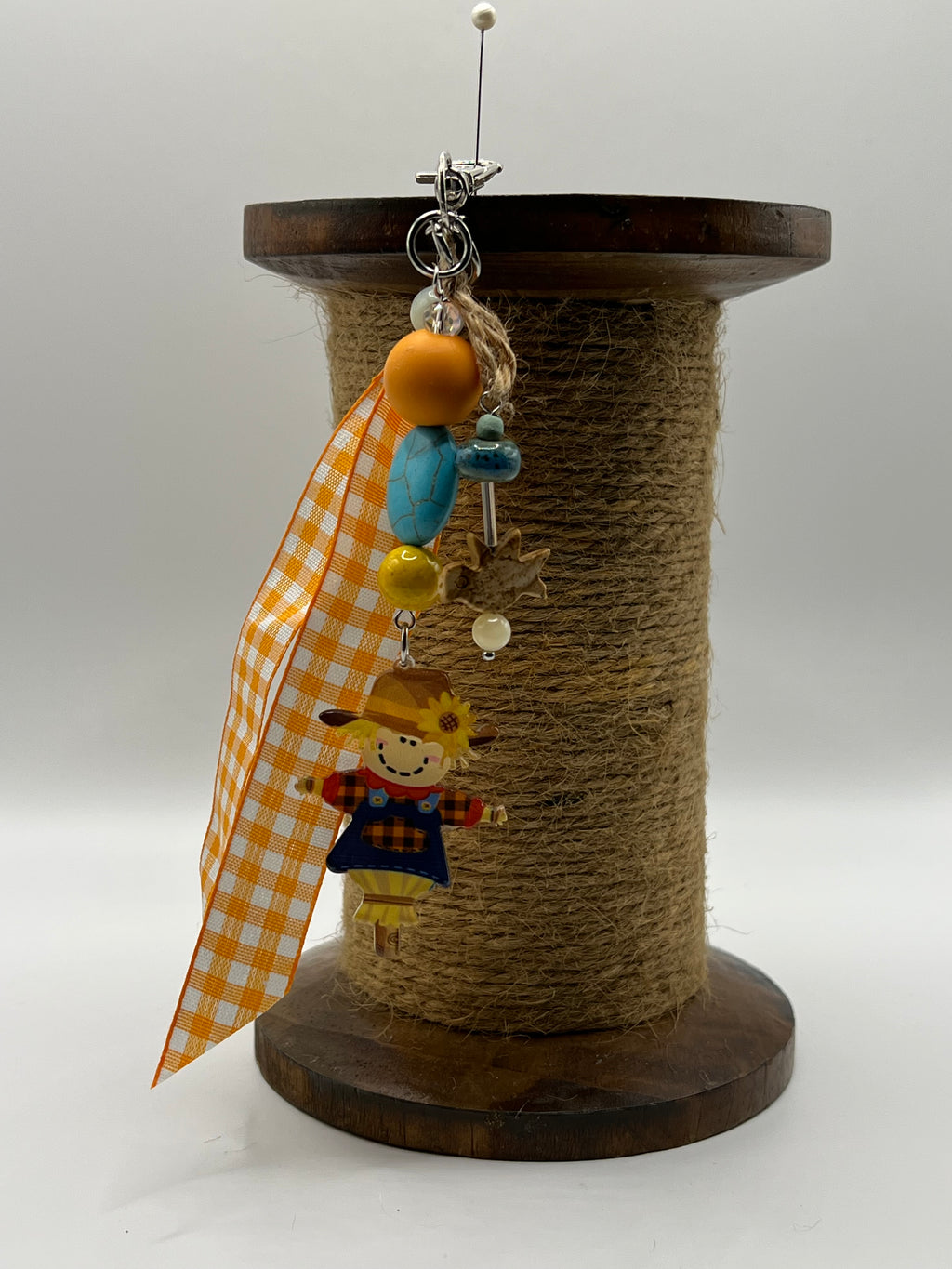 Scarecrow with Bird Bead - Scissor Charm/Bag Zipper pull