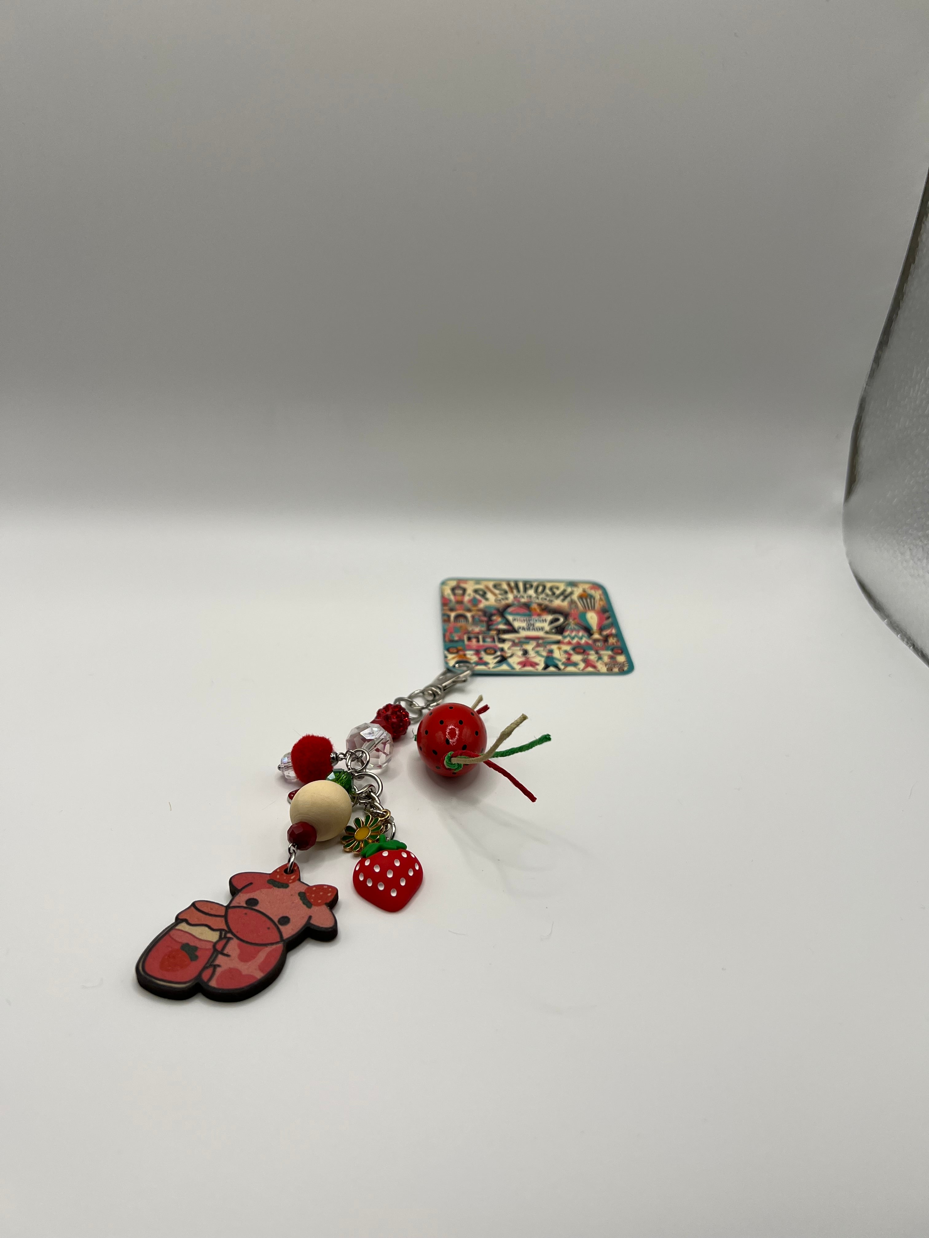 Strawberry Milk Scissor Charm - Bag Zipper Pull