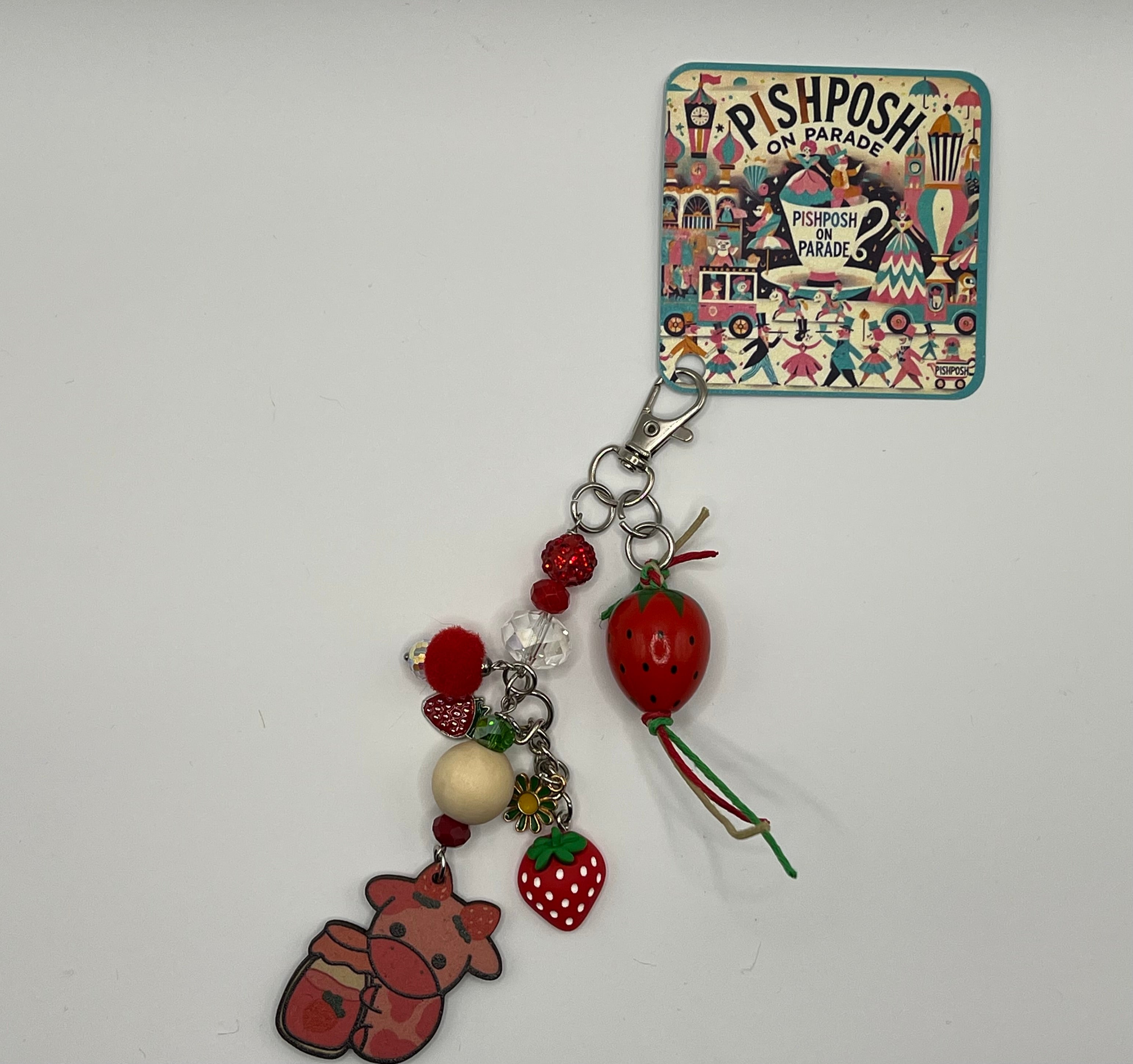Strawberry Milk Scissor Charm - Bag Zipper Pull
