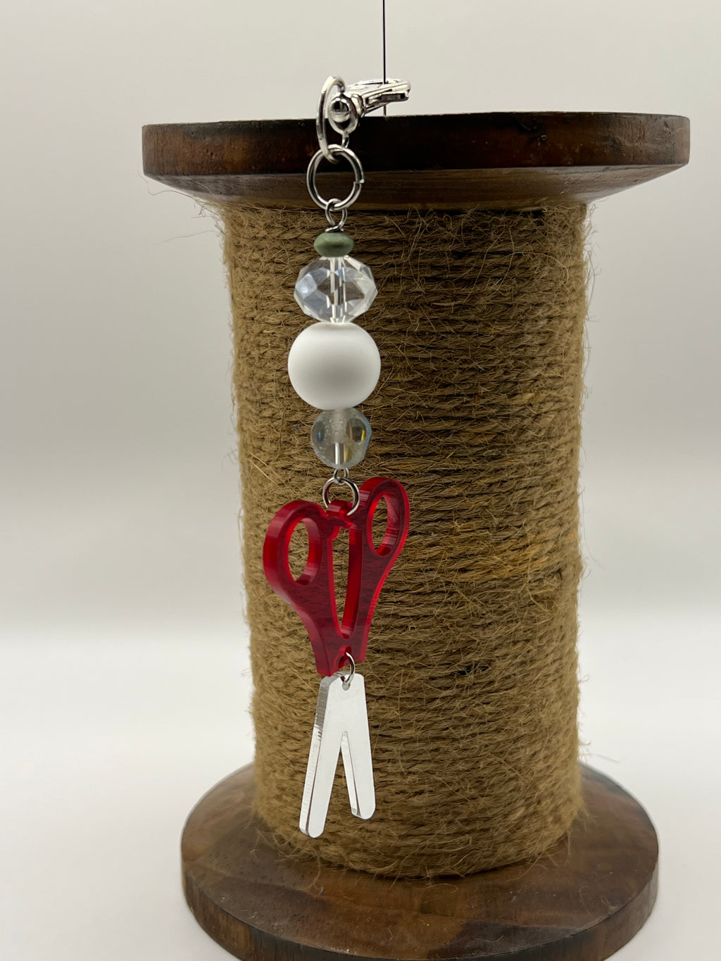 Red Handle Scissor Charm / Bag Zipper Pull