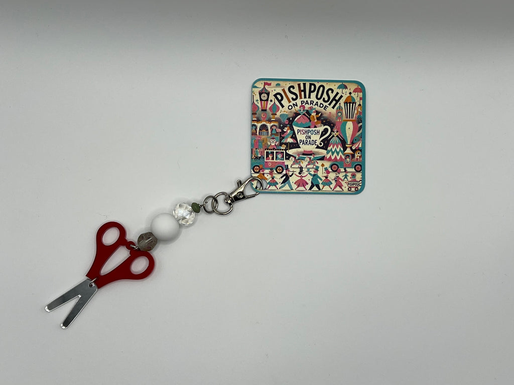 Red Handle Scissor Charm / Bag Zipper Pull