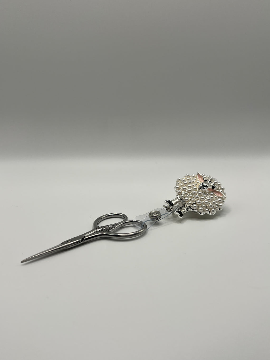 Pearl White Sheep - Scissor Badge Pull