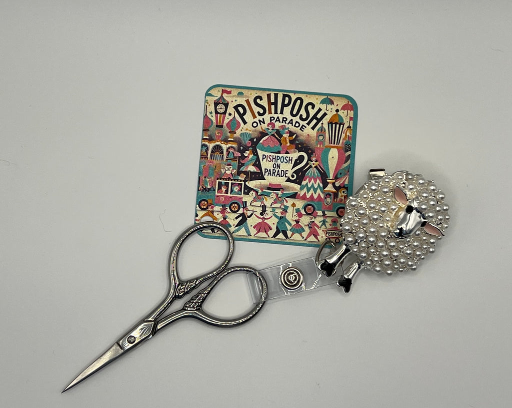 Pearl White Sheep - Scissor Badge Pull