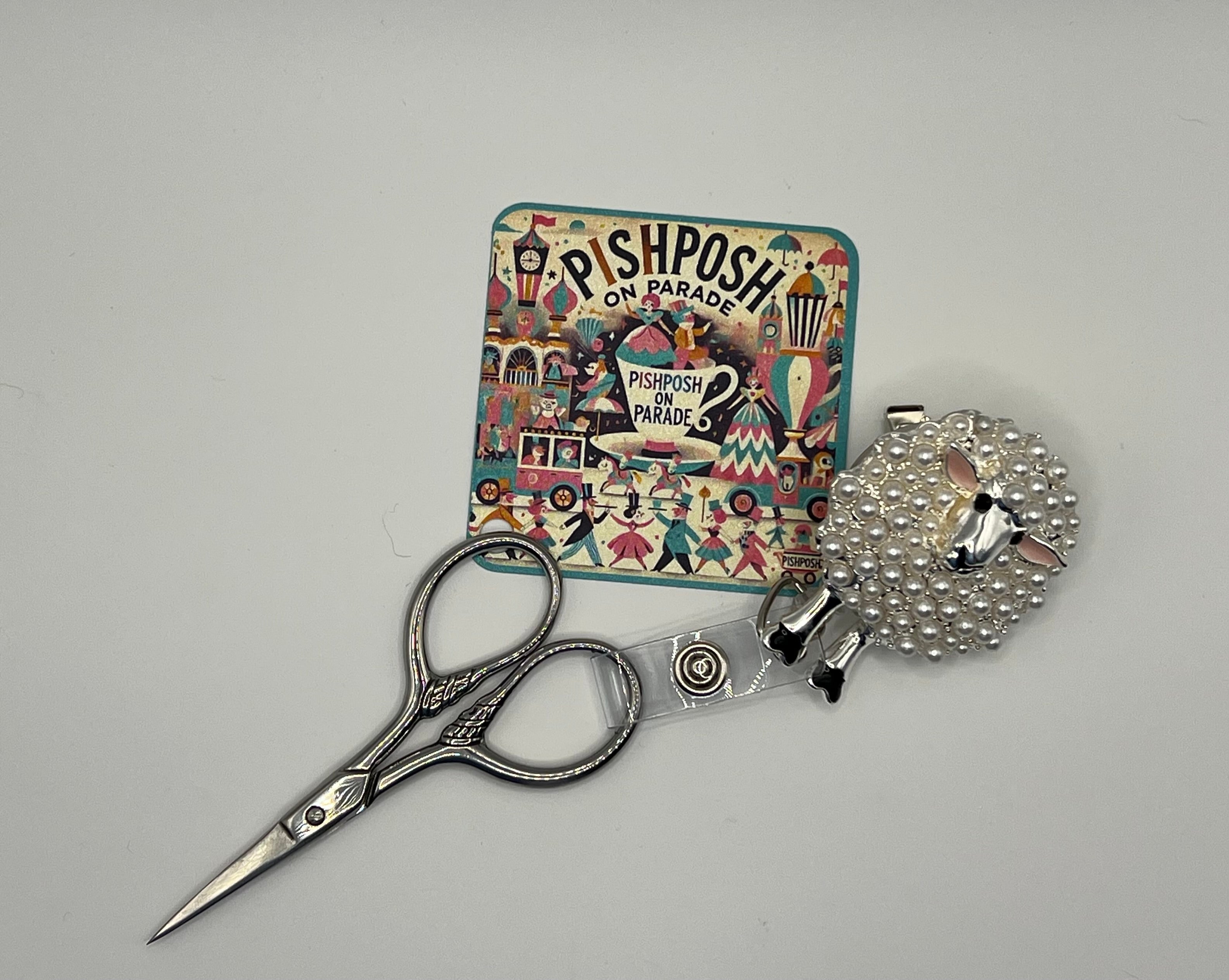 Pearl White Sheep - Scissor Badge Pull