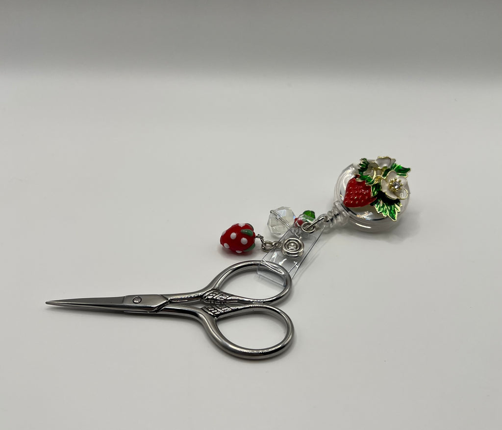 Strawberry - Scissor Badge Pull