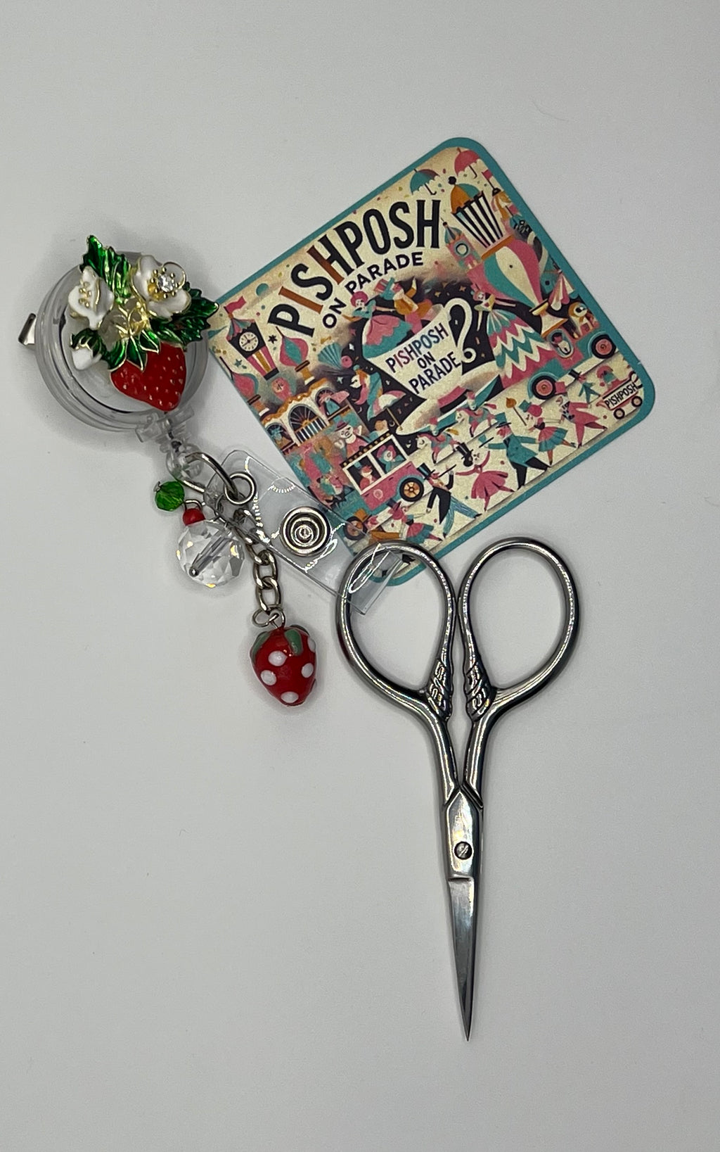 Strawberry - Scissor Badge Pull