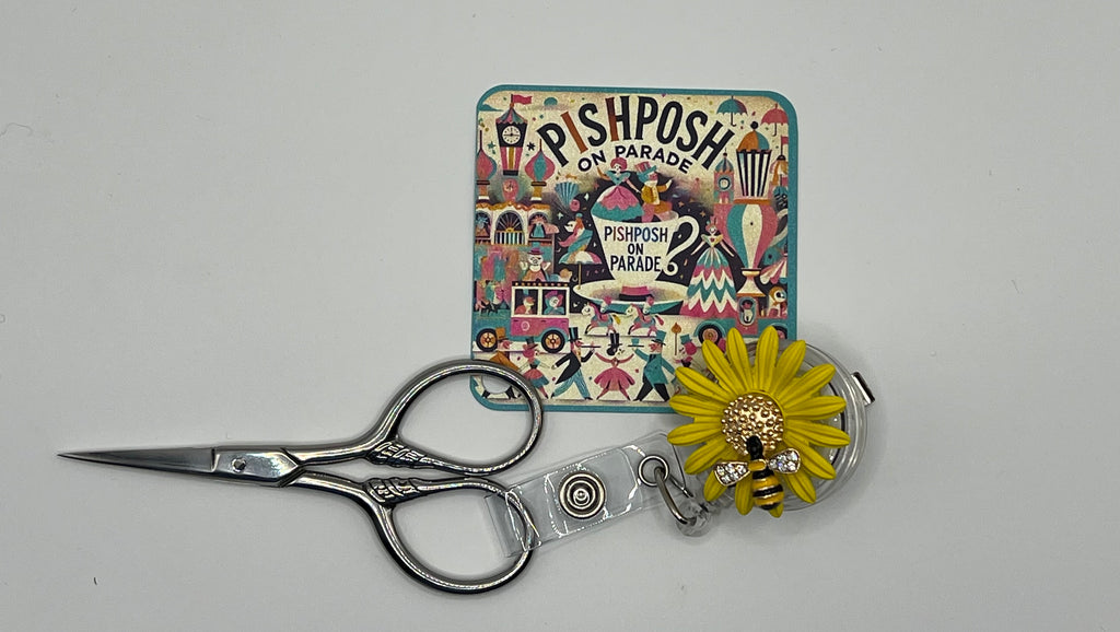 Yellow Daisy with Bee - Scissor Badge Pull