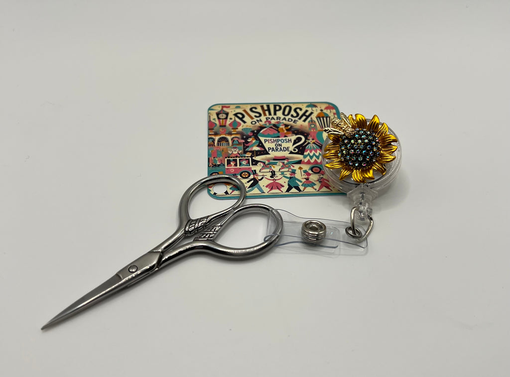 Sunflower with Bee - Scissor Badge Pull